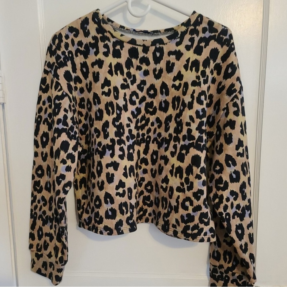 Zara leopard print cropped sweatshirt s M